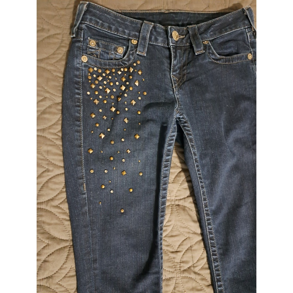 True Religion Stella Skinny Studded Stars Jeans Women's‎ Blue Size 26 - Picture 2 of 11